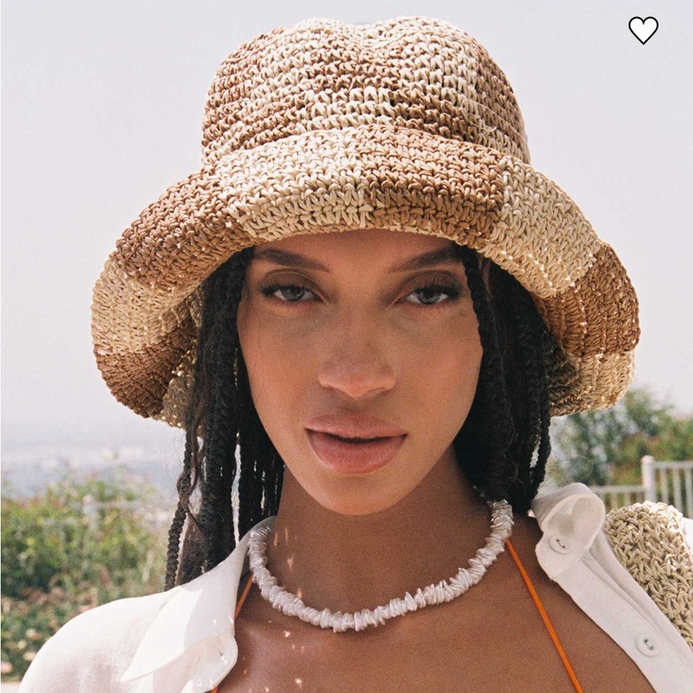 Checkered Bucket Straw Hat